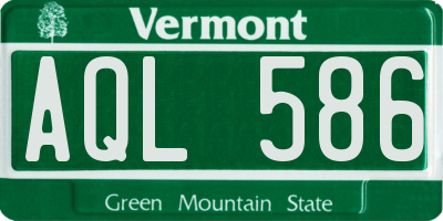 VT license plate AQL586