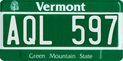 VT license plate AQL597