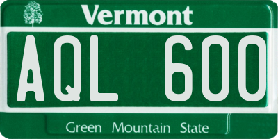 VT license plate AQL600