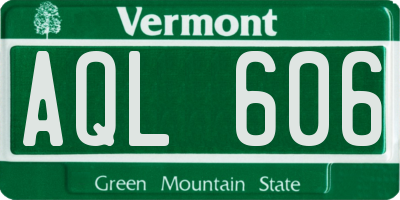 VT license plate AQL606