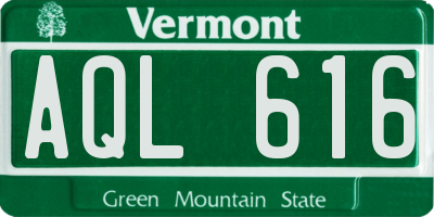 VT license plate AQL616