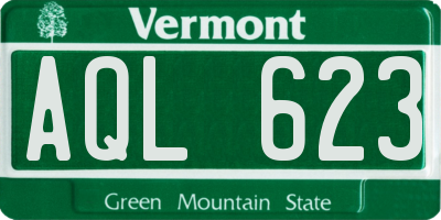 VT license plate AQL623