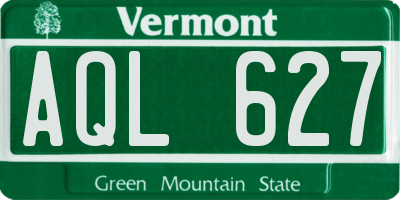 VT license plate AQL627