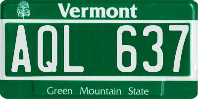 VT license plate AQL637