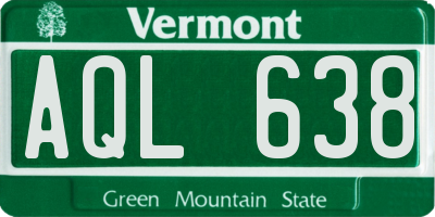 VT license plate AQL638