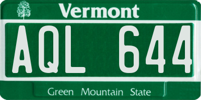 VT license plate AQL644