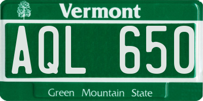VT license plate AQL650
