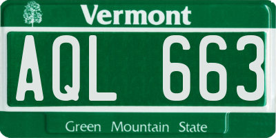 VT license plate AQL663