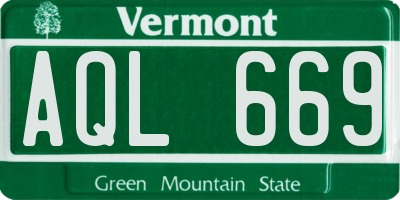 VT license plate AQL669