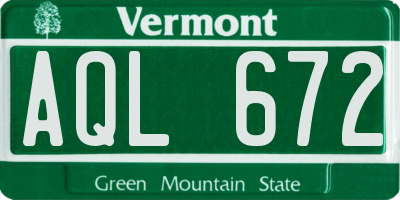 VT license plate AQL672