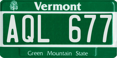 VT license plate AQL677