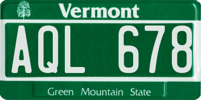 VT license plate AQL678