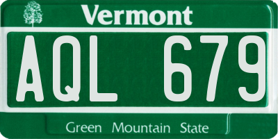 VT license plate AQL679