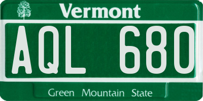 VT license plate AQL680