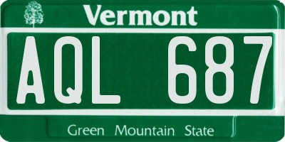 VT license plate AQL687
