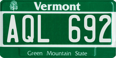 VT license plate AQL692