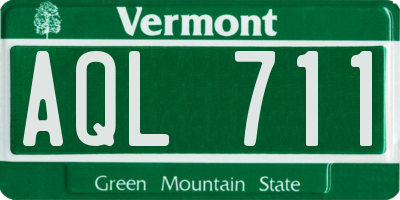 VT license plate AQL711