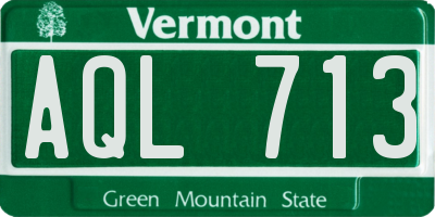 VT license plate AQL713