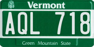 VT license plate AQL718
