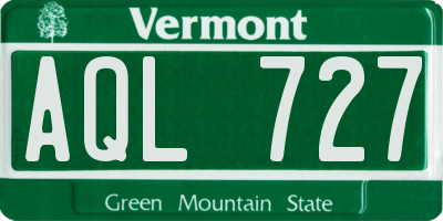 VT license plate AQL727