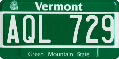 VT license plate AQL729