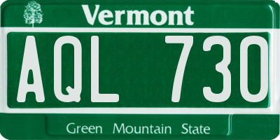 VT license plate AQL730