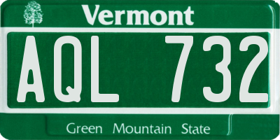 VT license plate AQL732