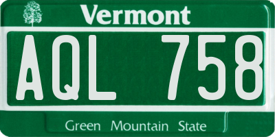 VT license plate AQL758