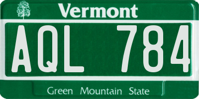 VT license plate AQL784