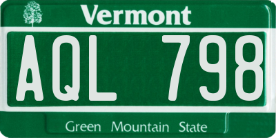 VT license plate AQL798