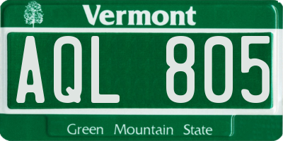 VT license plate AQL805