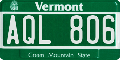 VT license plate AQL806