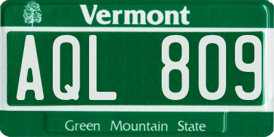 VT license plate AQL809
