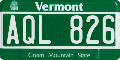 VT license plate AQL826