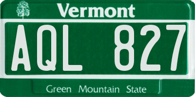 VT license plate AQL827