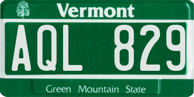 VT license plate AQL829