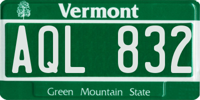 VT license plate AQL832