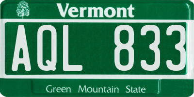 VT license plate AQL833