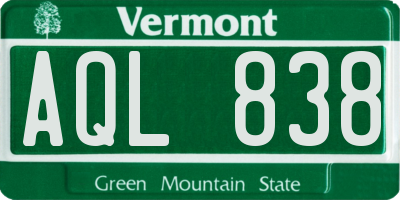 VT license plate AQL838