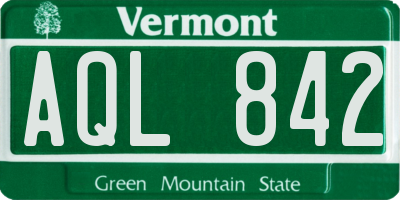 VT license plate AQL842