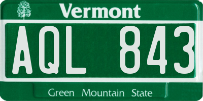 VT license plate AQL843