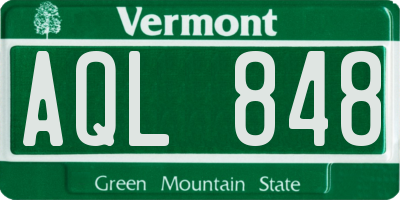 VT license plate AQL848