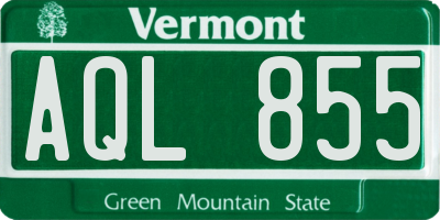 VT license plate AQL855