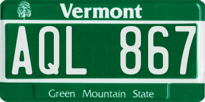 VT license plate AQL867