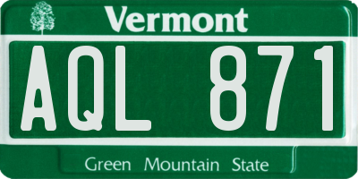 VT license plate AQL871