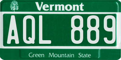 VT license plate AQL889