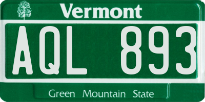 VT license plate AQL893