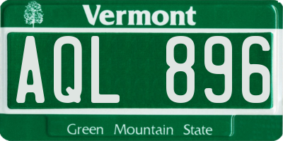 VT license plate AQL896