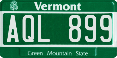 VT license plate AQL899