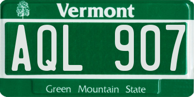 VT license plate AQL907